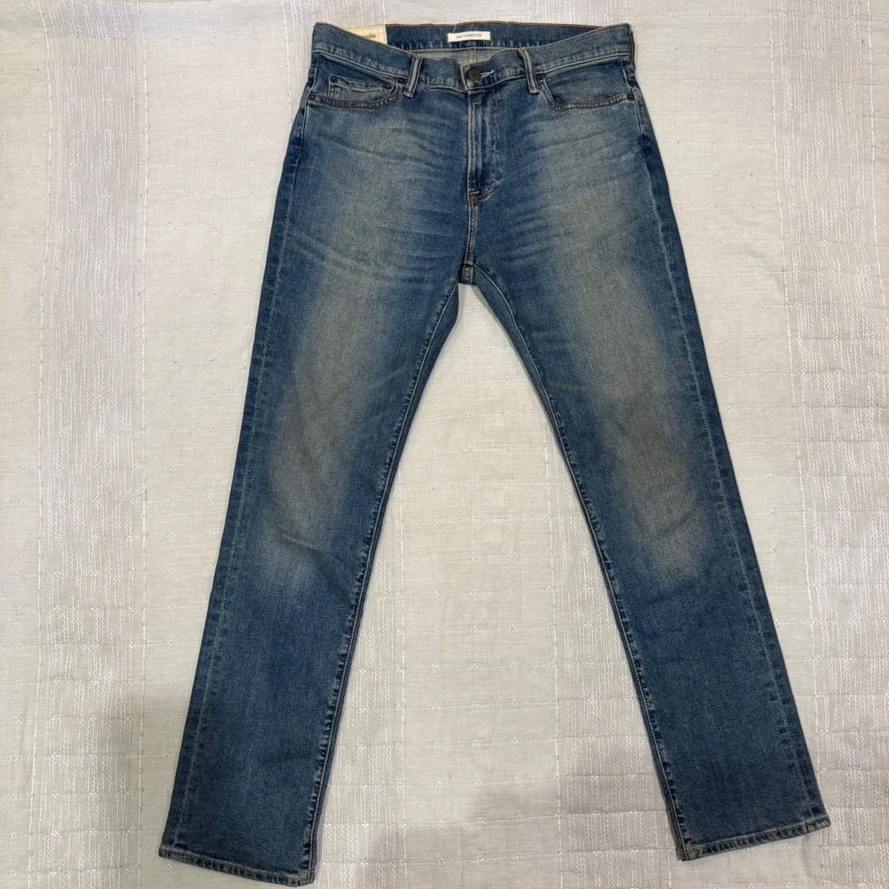 Abercrombie & Fitch Slim Straight Jeans Mens 33x32 Medium Wash A&F Stretch Blue